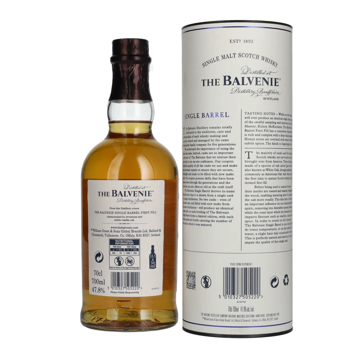 Balvenie 12 Years Old Single Barrel First Fill 47.8% ABV 0.7l in a gift box