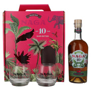 Naga Rum asiatique 10 ans d'âge, édition SIAM, 40 % vol., 0,7 l, dans un coffret cadeau avec 2 verres
