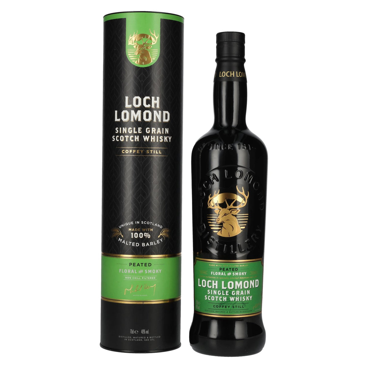 Loch Lomond PEATED Floral &amp; Smoky Single Grain 46% ABV 0.7l in a gift box