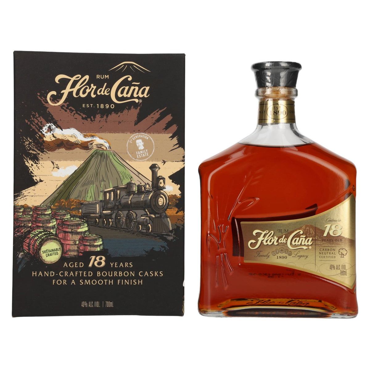 Flor de Caña 18 Years Old Family Estate 40% Vol. 0,7l in Geschenkbox