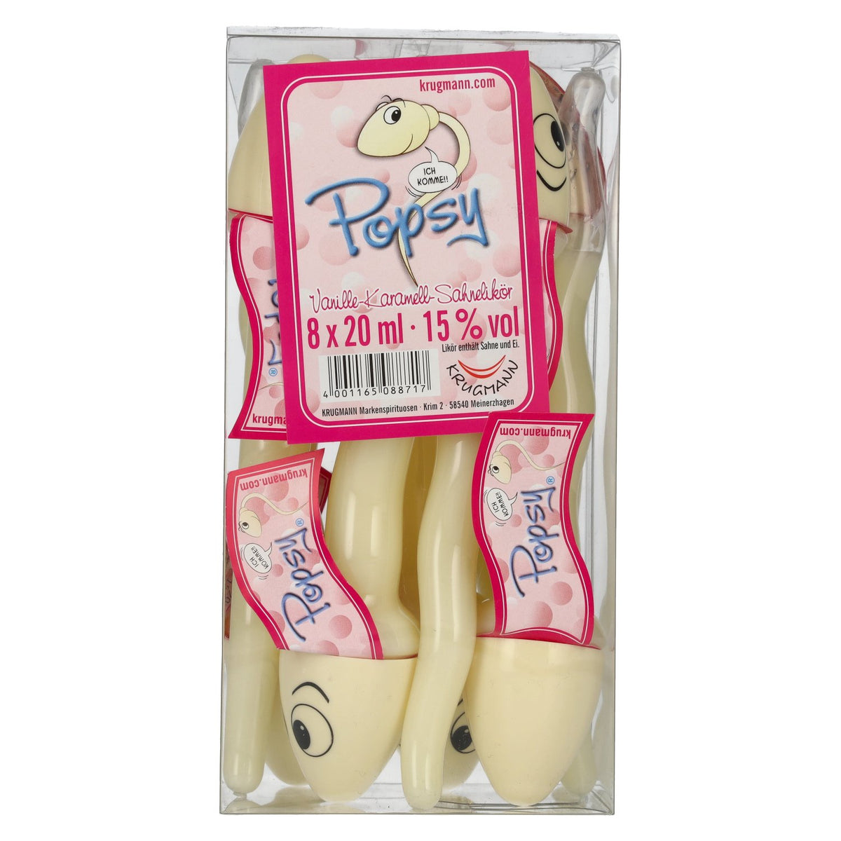 Krugmann Popsy Vanille-Karamel-Sahnelikör 15% Vol. 8x0,02l PET