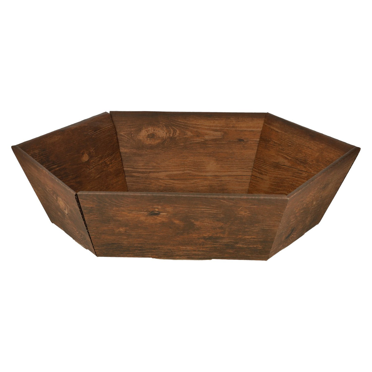 Gift basket hexagon VINTAGE wood look large 41.5x46.5x15.5 cm