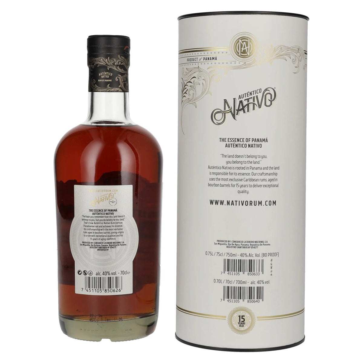 Auténtico Nativo 15 Years Old Rum 40% Vol. 0,7l in Geschenkbox