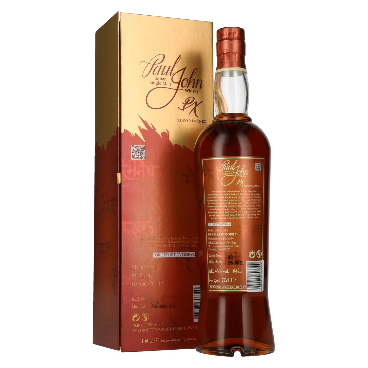 Paul John PX SELECT CASK Indiase single malt whisky 48% vol. 0,7 l in geschenkverpakking