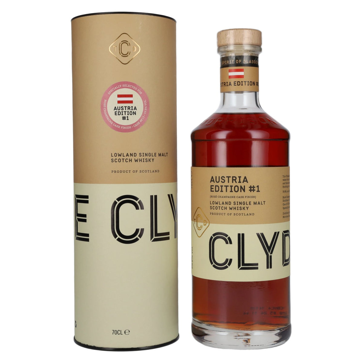 Clydeside AUSTRIA EDITION n° 1 Rosé Champagne Cask Finish Single Malt des Lowlands 59,8 % vol. 0,7 l dans un coffret cadeau
