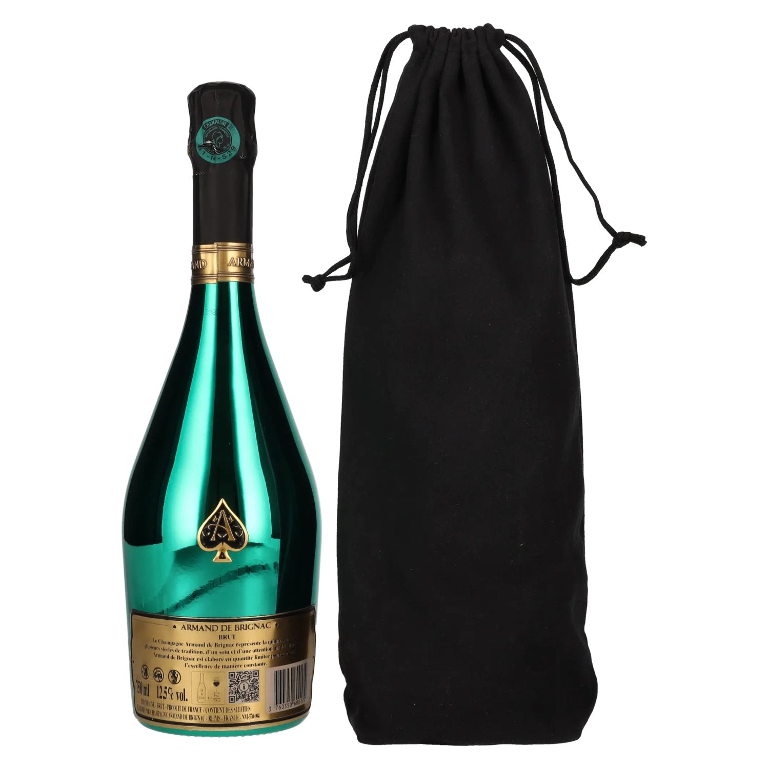 Armand de Brignac Champagne Brut Green Edition 12,5% Vol. 0,75l in Fluwelen Zakje