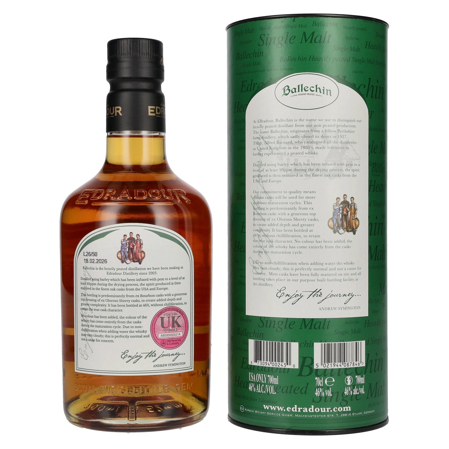Edradour Ballechin 10 Years Old Highland Single Malt 46% ABV 0.7l in a gift box