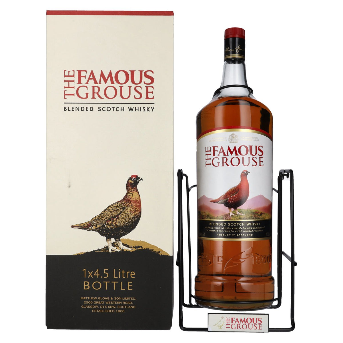 The Famous Grouse Blended Scotch Whisky, 40% ABV, 4.5 litres, in a gift box with a swivel stand
