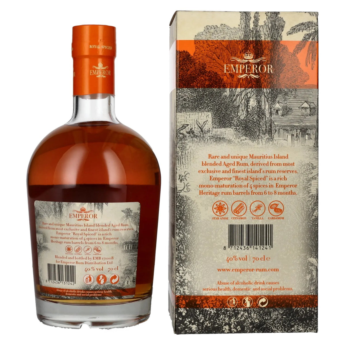 Emperor Mauritian Rum ROYAL SPICED 40% ABV 0.7l in a gift box