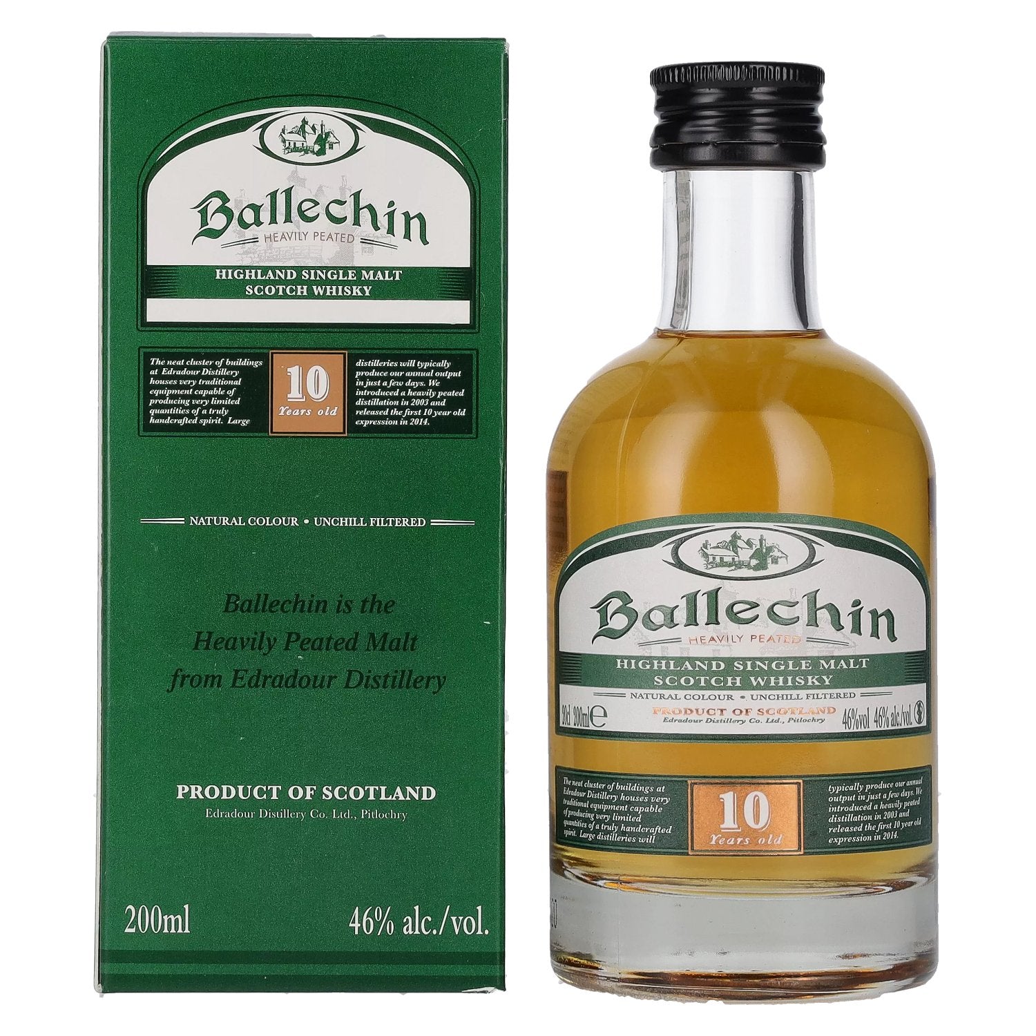 Edradour Ballechin 10 Years Old Highland Single Malt 46% Vol. 0,2l in gift box