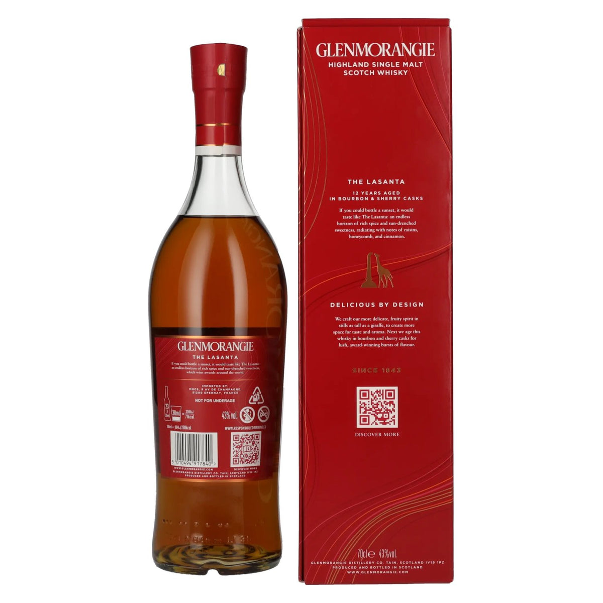 Glenmorangie THE LASANTA 12 ans d'âge, single malt des Highlands, 43 % vol., 0,7 l, dans un coffret cadeau