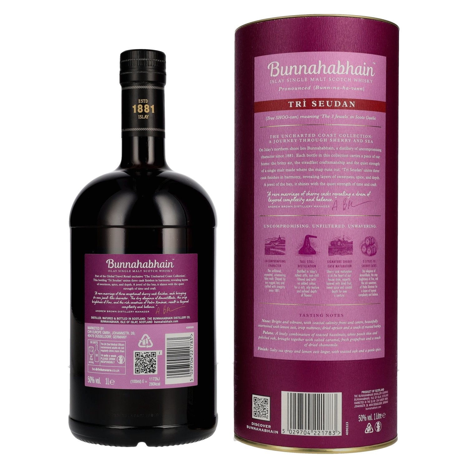 Bunnahabhain TRÌ SEUDAN Islay Single Malt Scotch Whisky 50% Vol. 1l in Geschenkbox