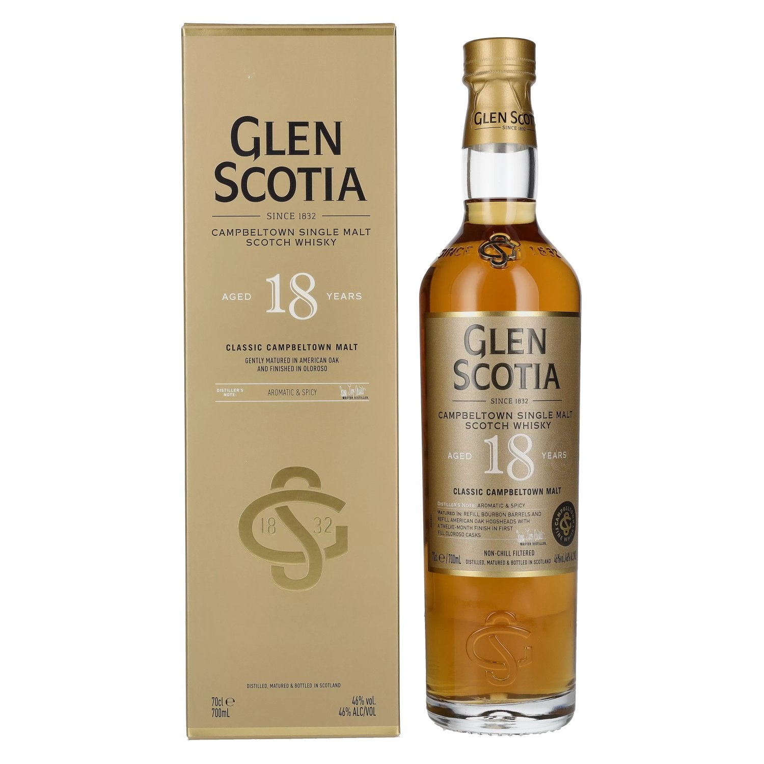 Glen Scotia 18 Years Old Single Malt Scotch Whisky 46% Vol. 0,7l in Geschenkbox