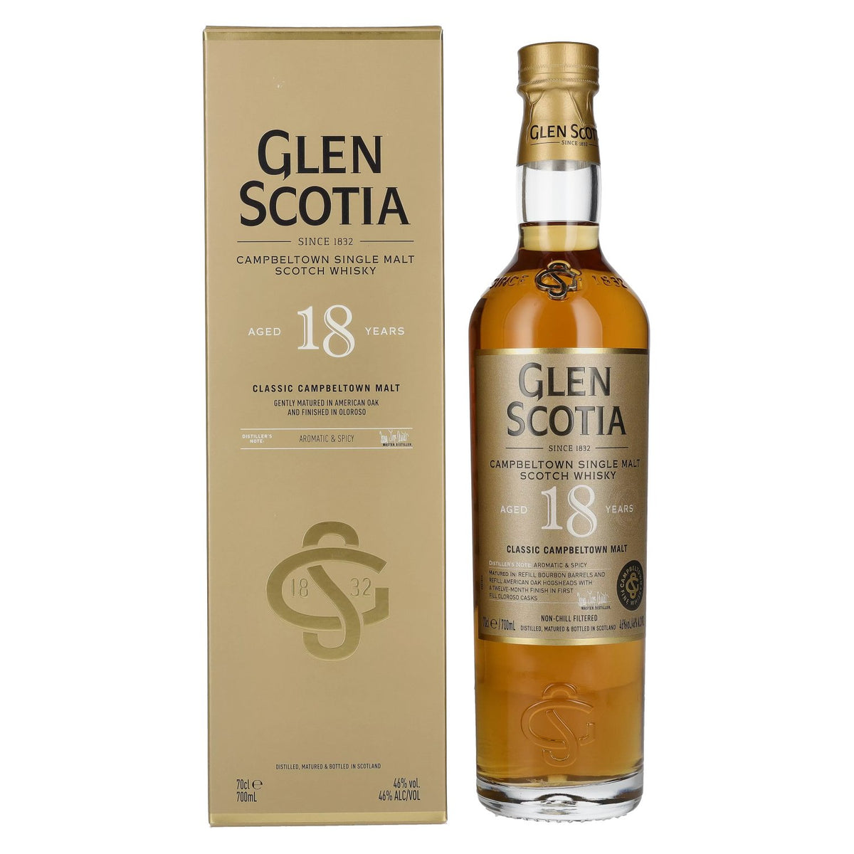 Glen Scotia 18 Years Old Single Malt Scotch Whisky 46% Vol. 0,7l in Geschenkbox