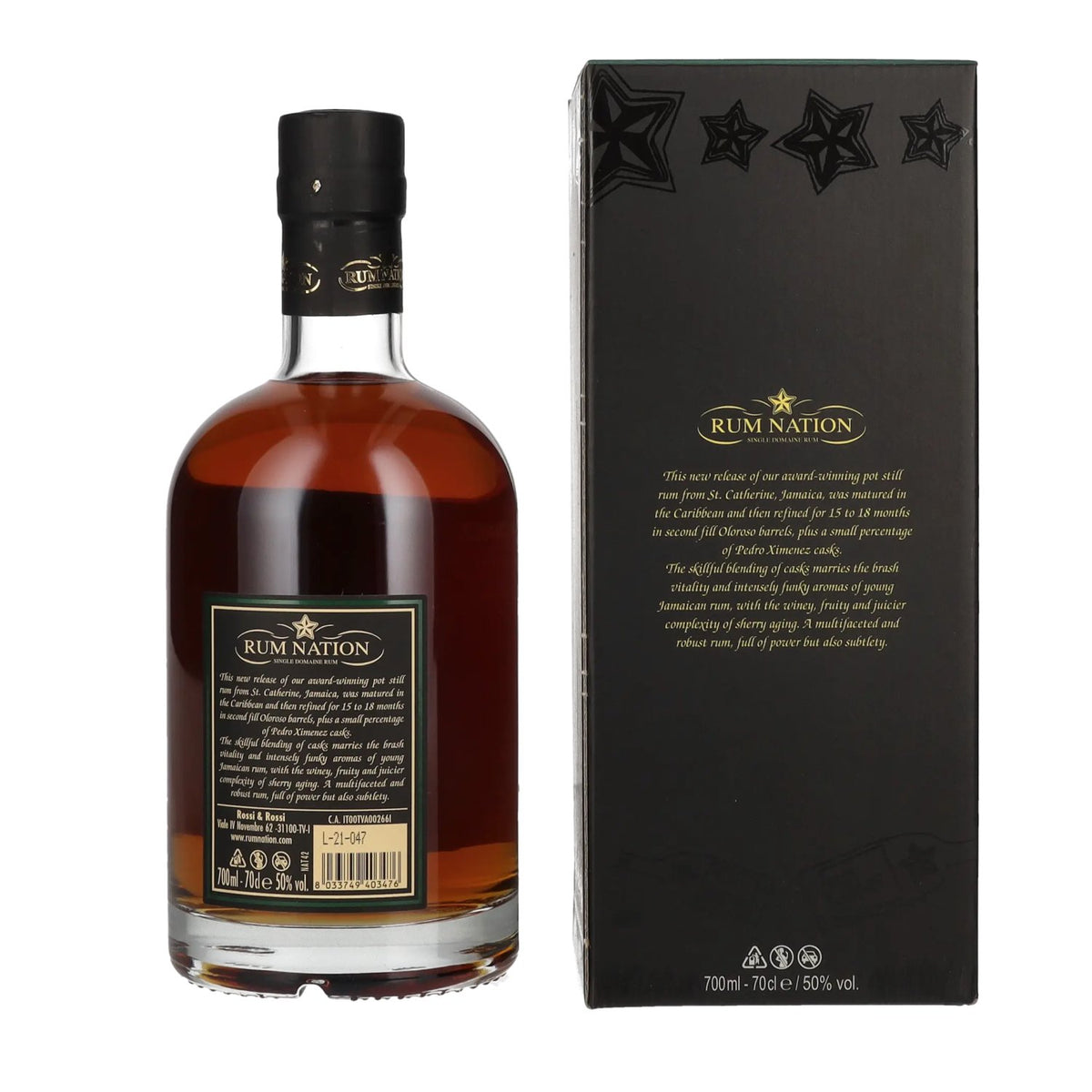 Rum Nation Jamaica 5 Years Old Pot Still Rum 50% vol. 0,7 l in geschenkverpakking