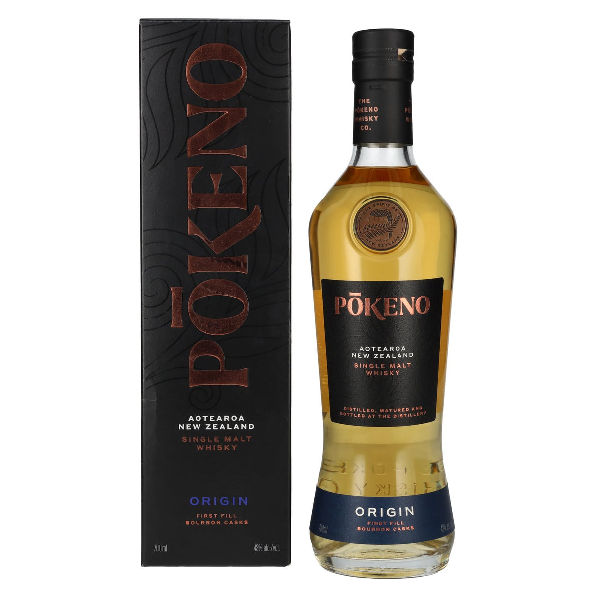 Pōkeno Origin Aotearoa New Zealand Single Malt Whisky 43% ABV 0.7l in a gift box