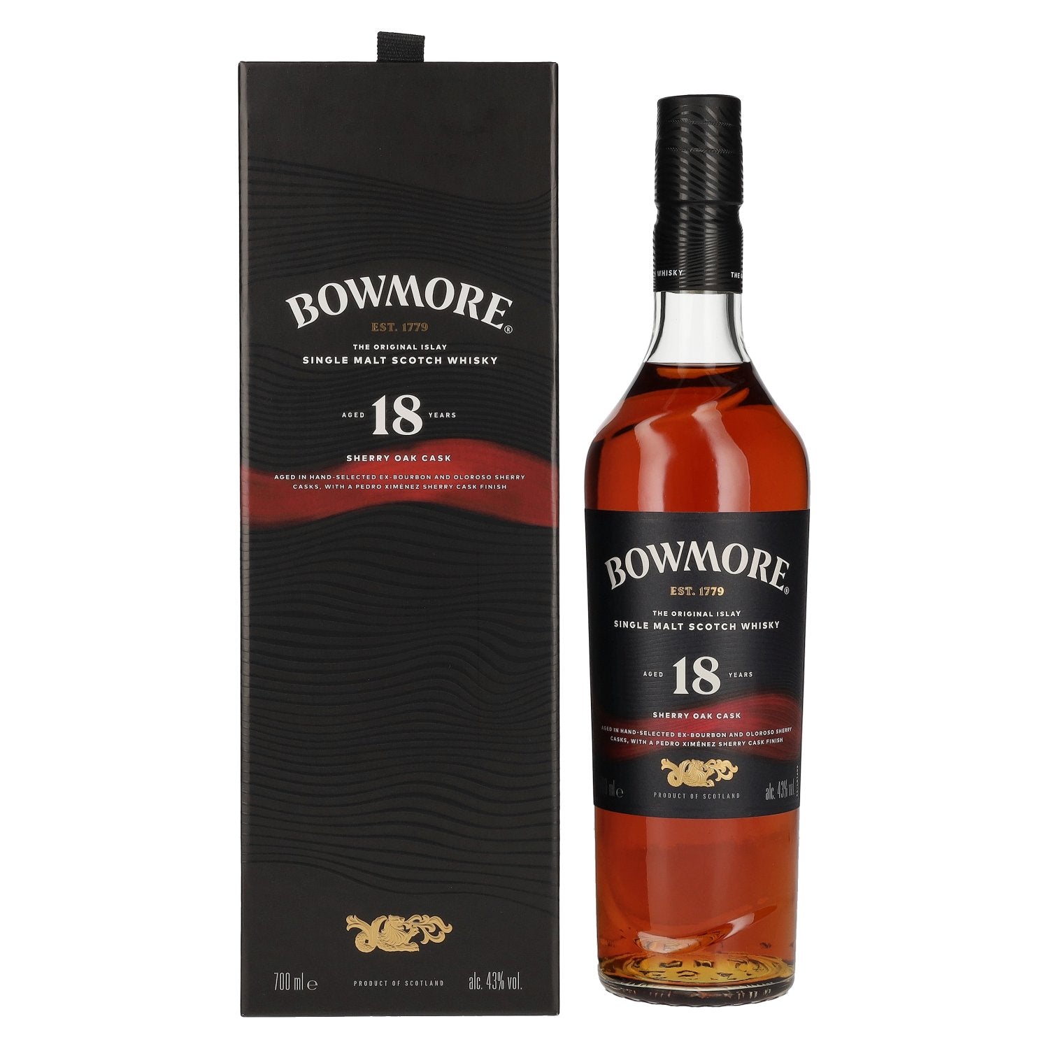 Bowmore 18 Years Old Sherry Oak Cask Islay Single Malt 43% Vol. 0,7l in Geschenkbox