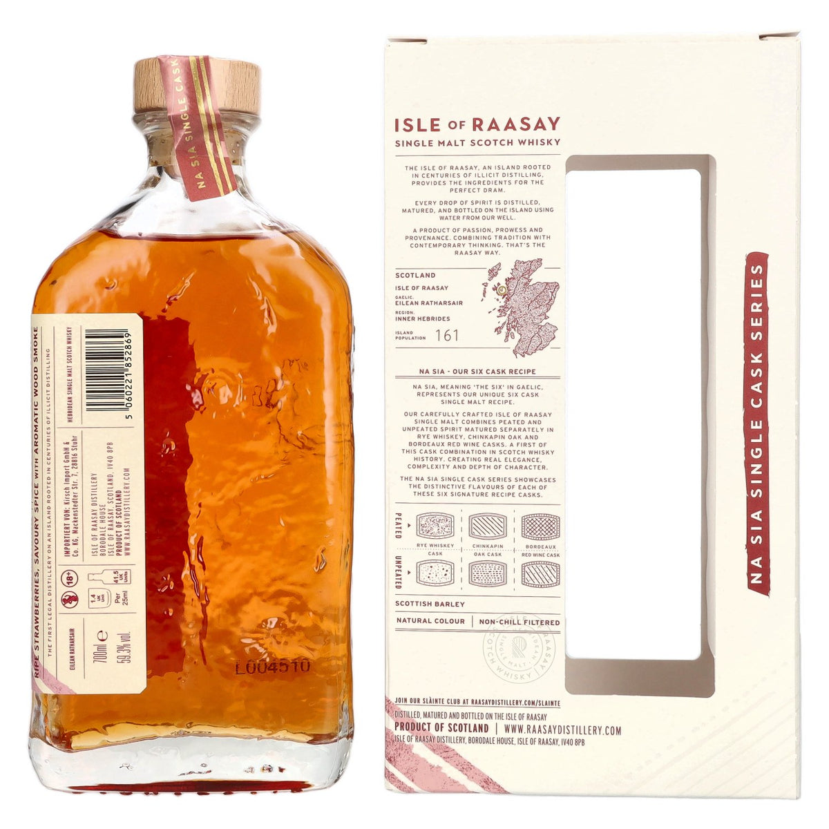 Isle of Raasay 7-Year-Old Peated Bordeaux Red Wine Single Malt Single Cask #18/792 59.3% ABV 0.7l in a gift box