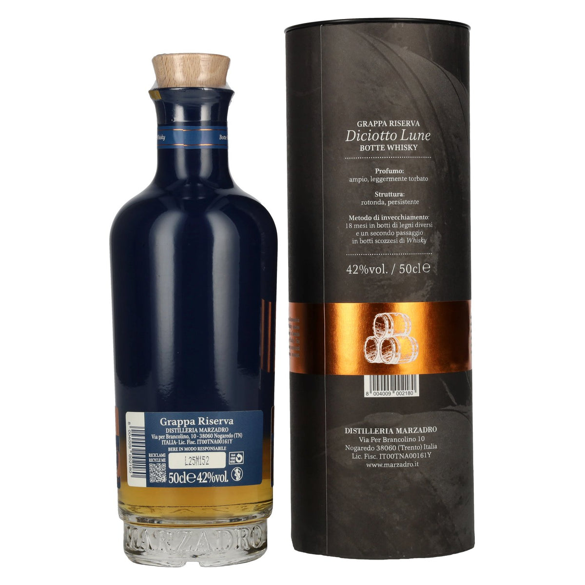 Marzadro DICIOTTO Lune Botte Whisky 42% vol. 0,5 l in geschenkverpakking