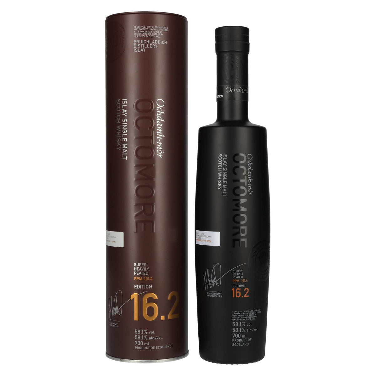 Octomore EDITION: 16.2 Super Heavily Peated Islay Single Malt, uitgebracht in 2025, 58,1% vol., 0,7 l in blikken doos