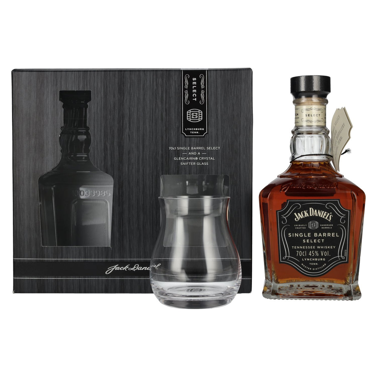 Jack Daniel's Select Single Barrel Tennessee Whiskey 45% Vol. 0,7l in Geschenkbox mit Nosing Glas