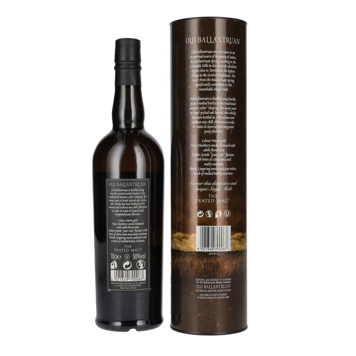 Old Ballantruan, de Peated Malts, ongekoeld gefilterd, 50% vol., 0,7 l in geschenkverpakking