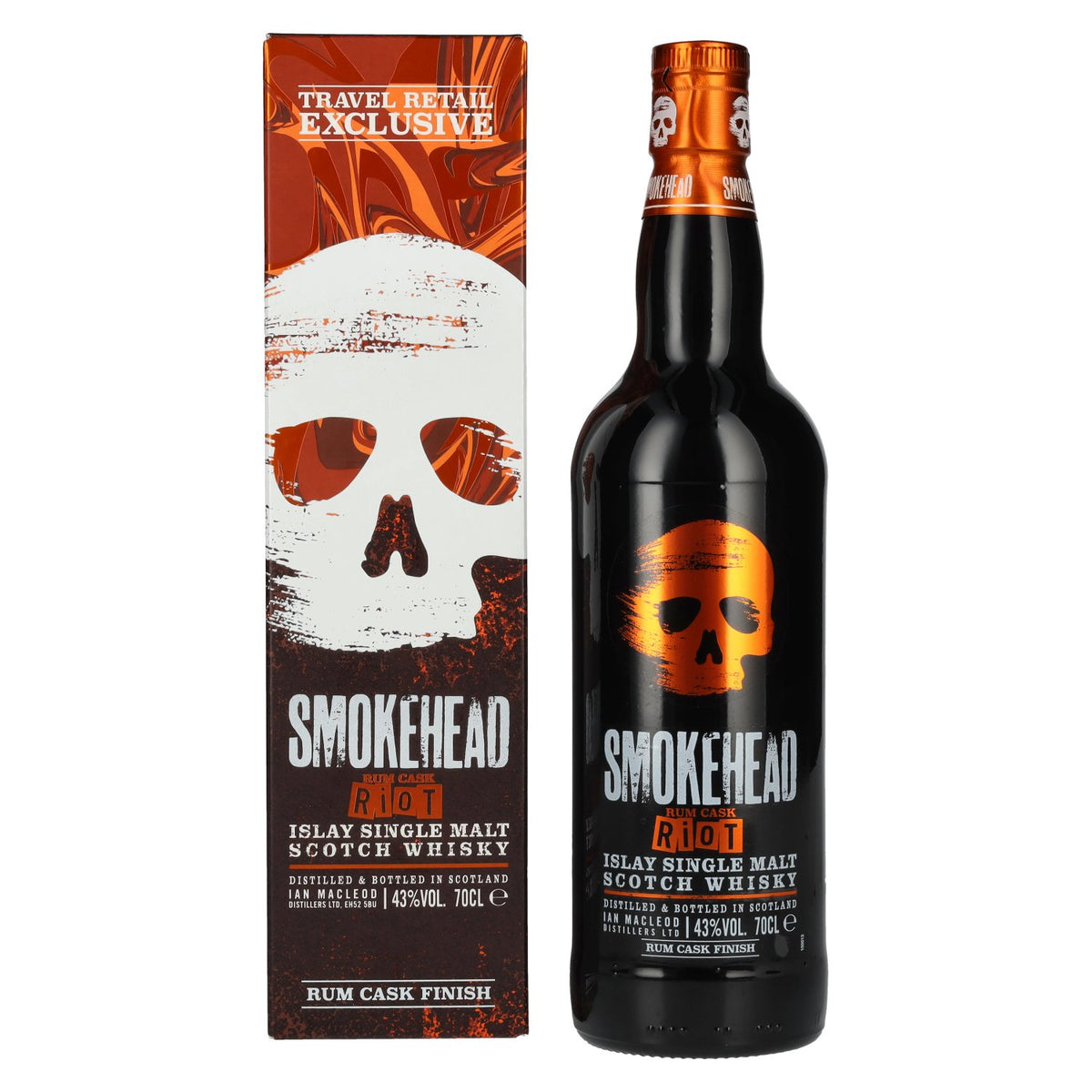 Smokehead RUM RIOT, whisky écossais single malt d'Islay, 43 % vol., 0,7 l, dans un coffret cadeau