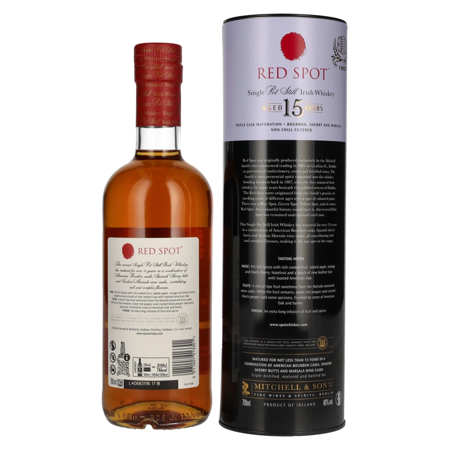 Red Spot 15 Years Old Single Pot Still Irish Whiskey 46% Vol. 0,7l in Tinbox