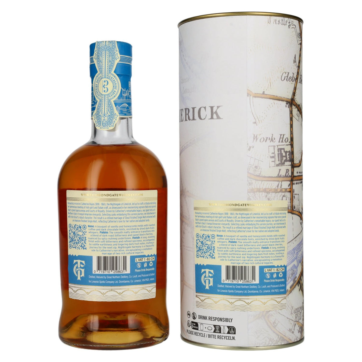 Thomond Gate The Nightingale Single Malt Irish Whiskey 49% Vol. 0,7l in Geschenkbox