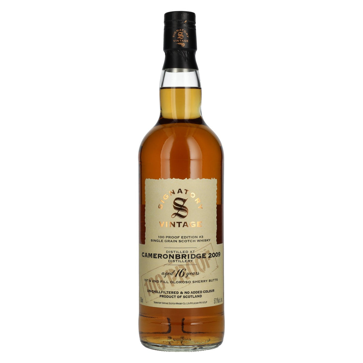 Signatory Vintage 100 Proof Edition CAMERONBRIDGE 16 Years Old Single Grain #3 2009 57.1% vol. 0.7 l