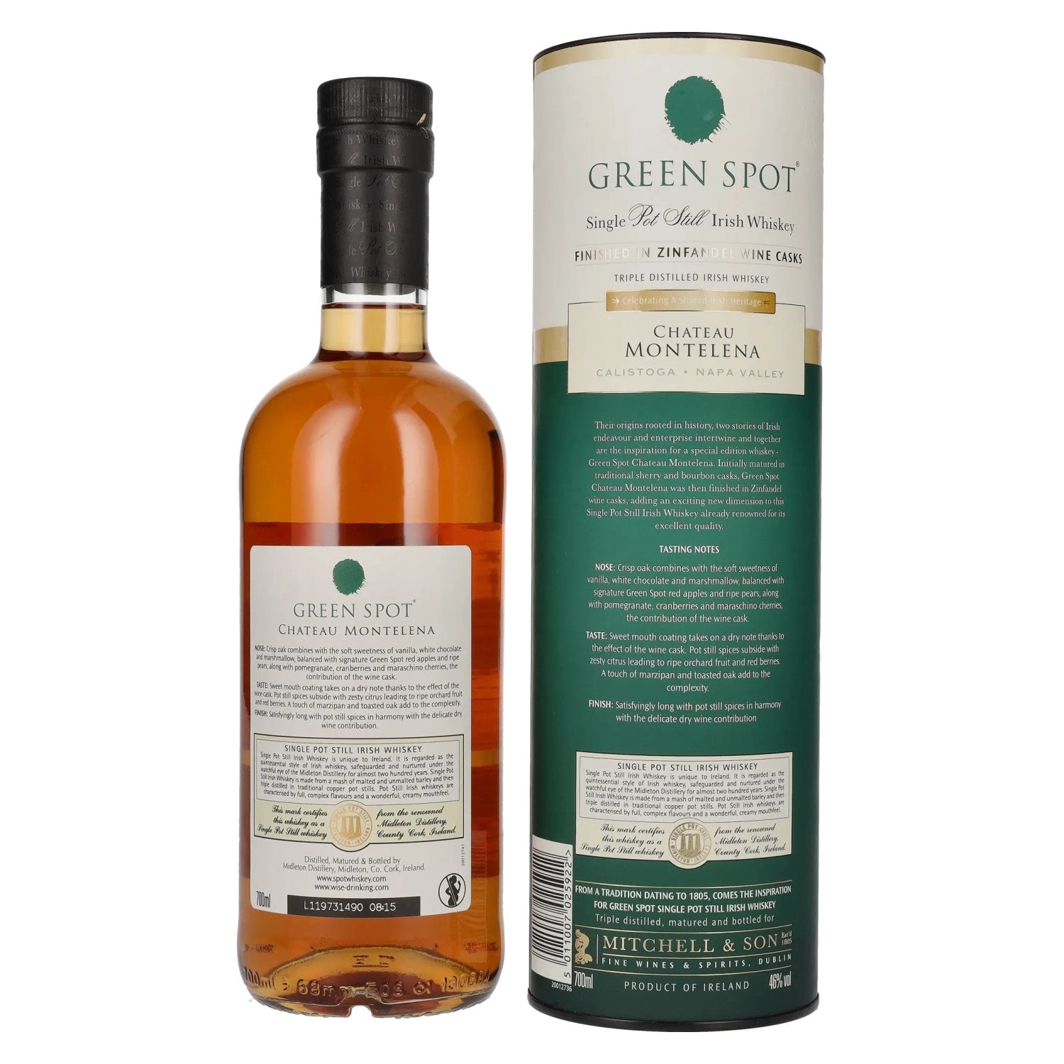 Green Spot CHATEAU MONTELENA Single Pot Still Irish Whiskey 46% vol. 0,7l en coffret cadeau