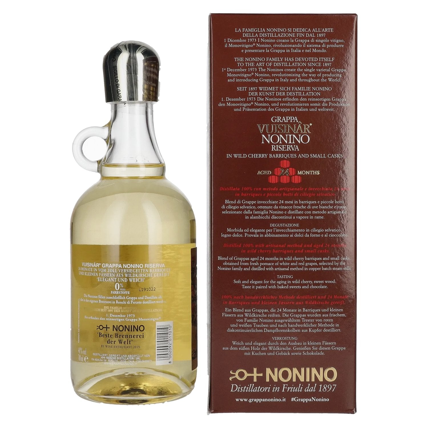 Nonino Grappa Vuisinâr Riserva 24 Mesi 41% Vol. 0,7l in geschenkverpakking