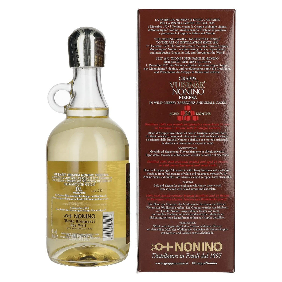 Nonino Grappa Vuisinâr Riserva 24 Mesi 41% vol. 0,7 l in geschenkverpakking