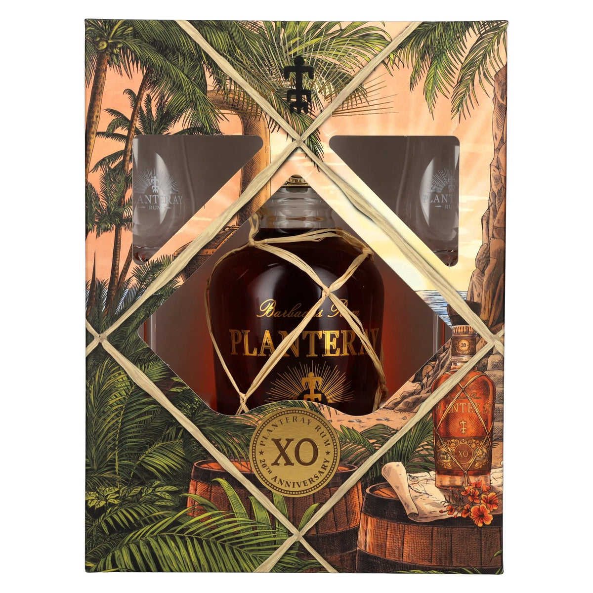 Planteray Rum BARBADOS XO 20th Anniversary 40% Vol. 0,7l in Geschenkbox mit 2 Gläsern