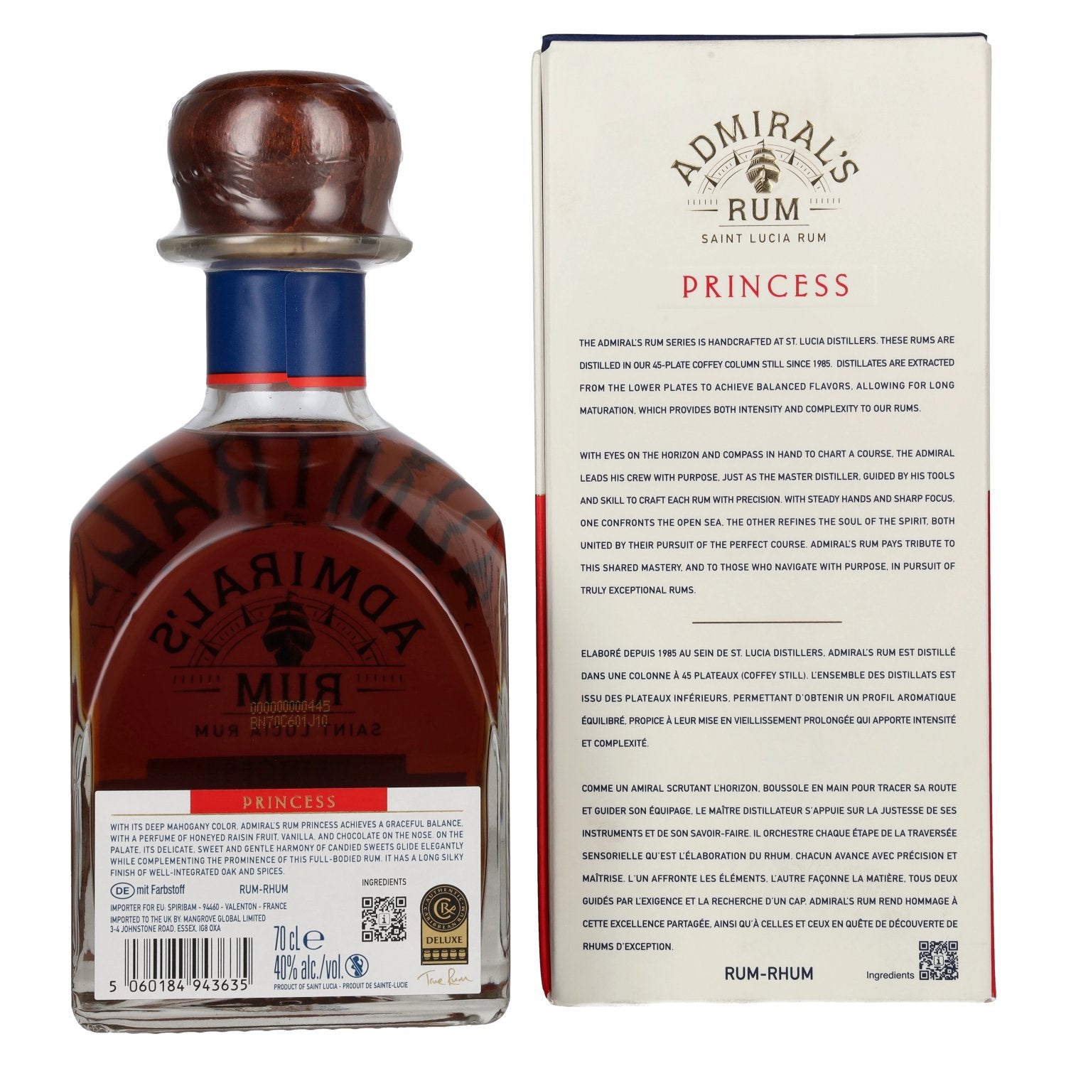Admiral Rodney PRINCESS Fine & Mature Saint Lucia Rum 40% Vol. 0,7l in Geschenkbox