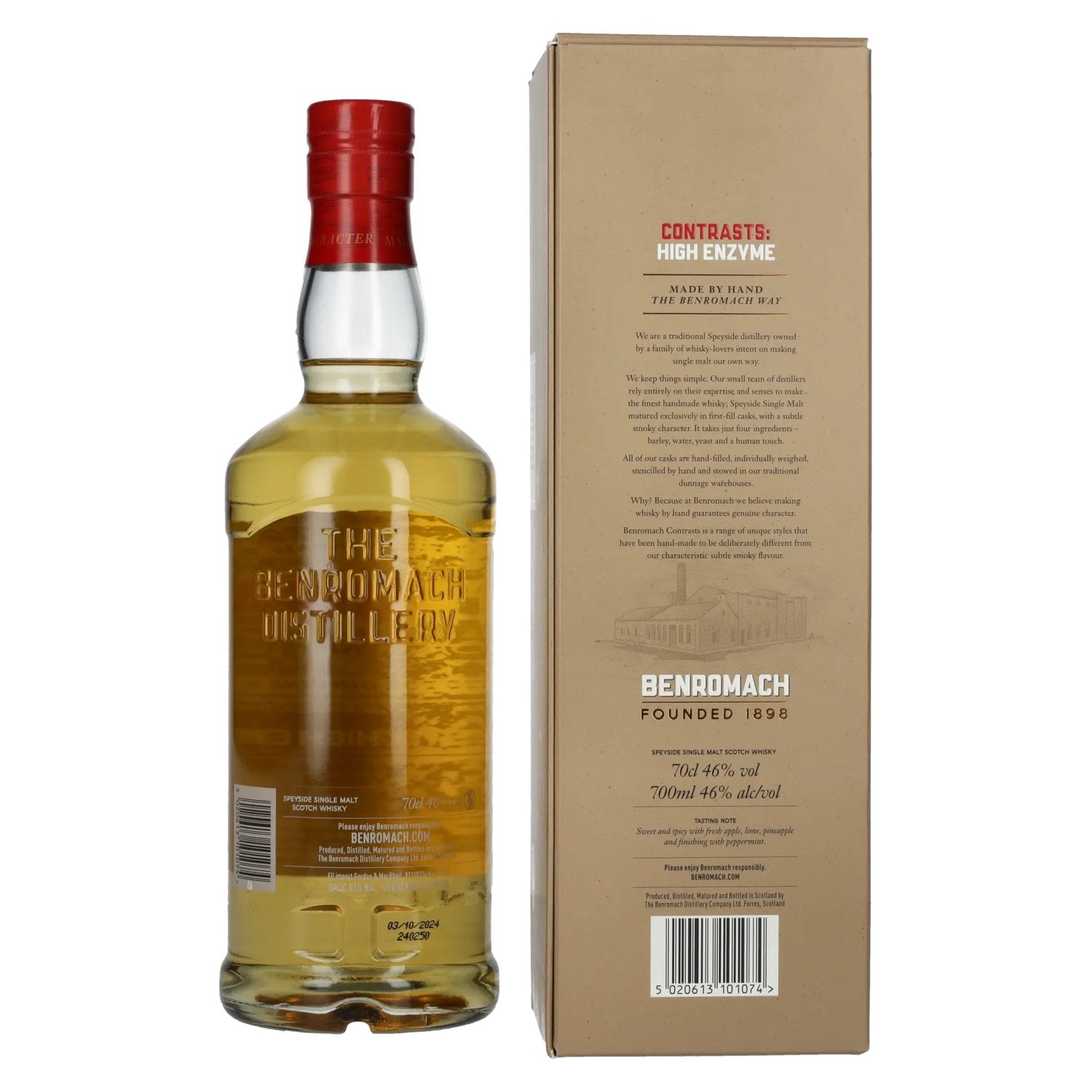 Benromach 12 Years Old HIGH ENZYME 1st fill Bourbon Barrels Speyside Single Malt 2012 46% Vol. 0,7l in geschenkverpakking