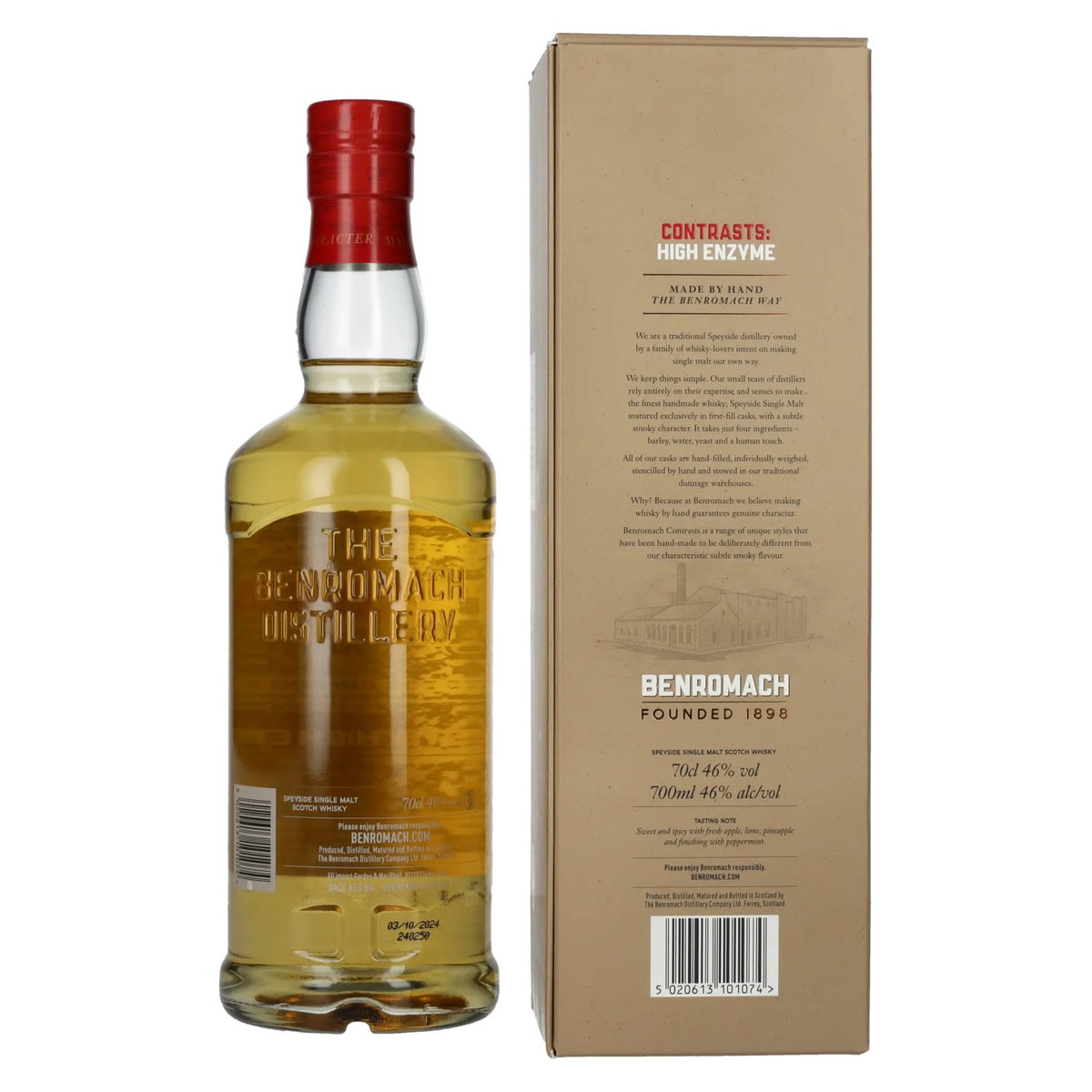Benromach 12 Years Old HIGH ENZYME 1st fill Bourbon Barrels Speyside Single Malt 2012 46% Vol. 0,7l in Geschenkbox
