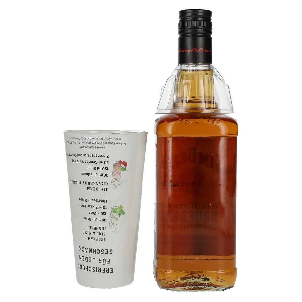 Jim Beam Kentucky Straight Bourbon Whiskey 40% vol. 0,7 l met highballglas