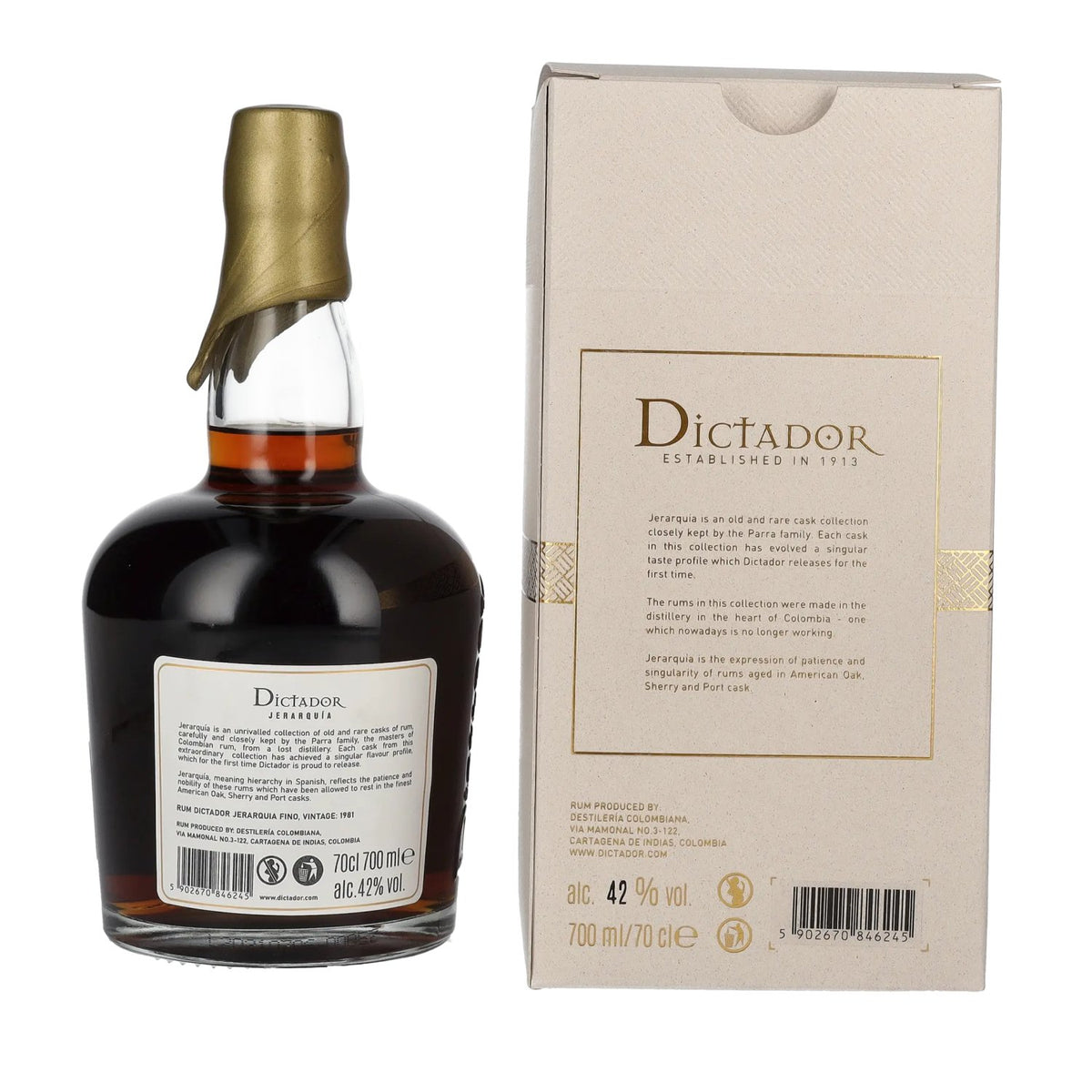 Dictador JERARQUÍA 39 Years Old FINO Rum 1981 42% vol. 0,7 l in geschenkverpakking