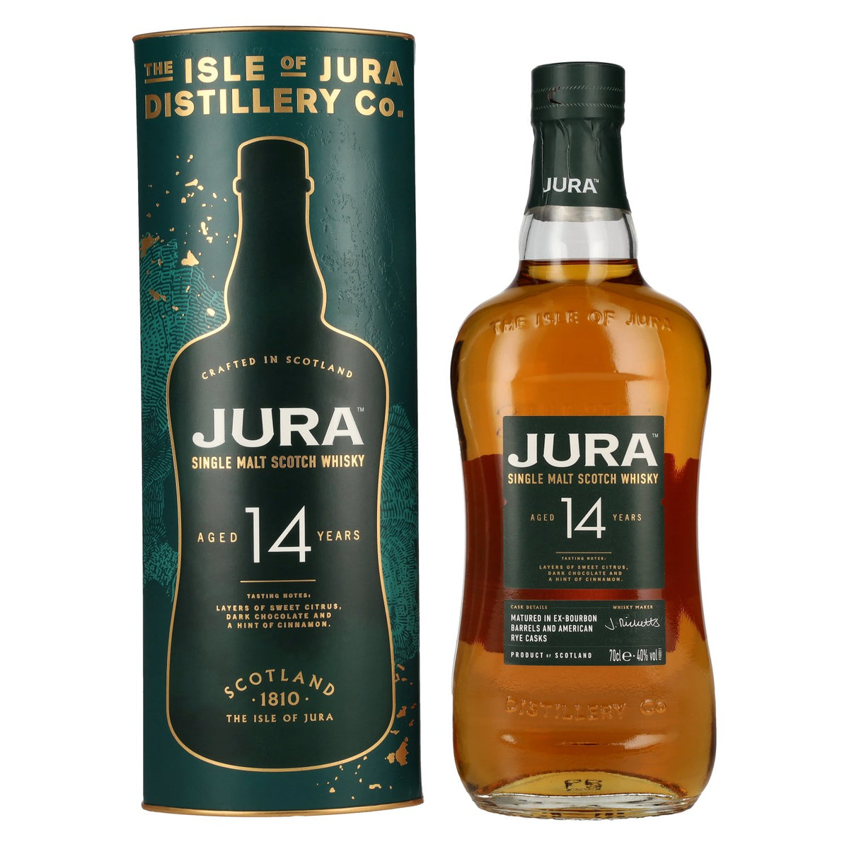 Jura 14 Years Old American Rye Cask Single Malt Scotch Whisky 40% Vol. 0,7l in gift box