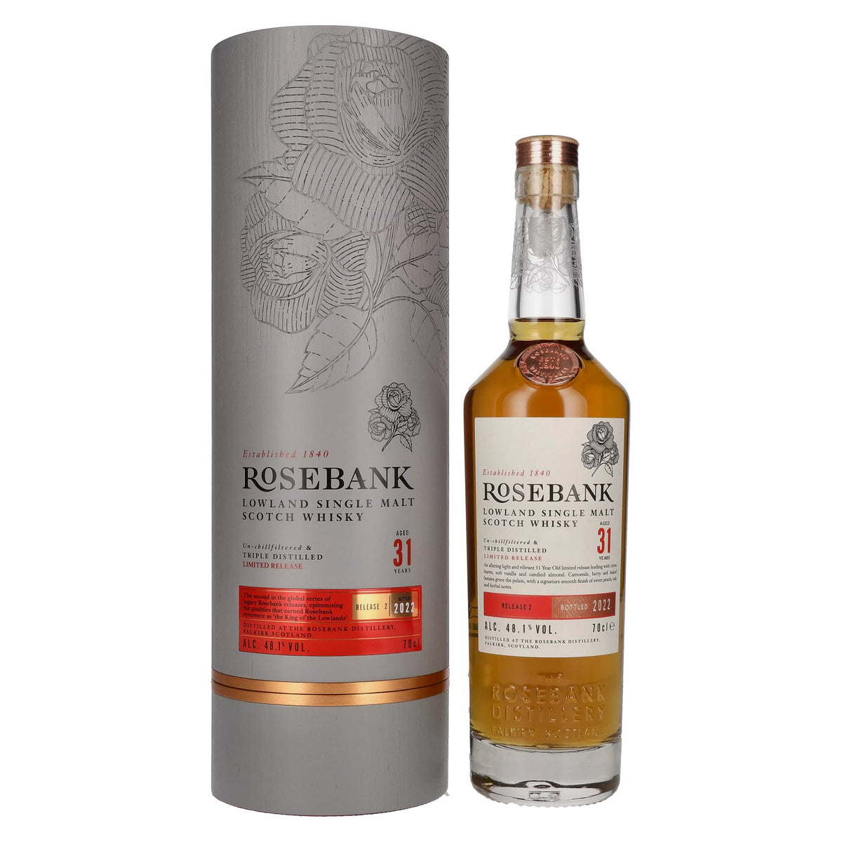 Rosebank 31 Years Old Lowland Single Malt Limited Release 2 2022 48.1% ABV 0.7l in a gift box