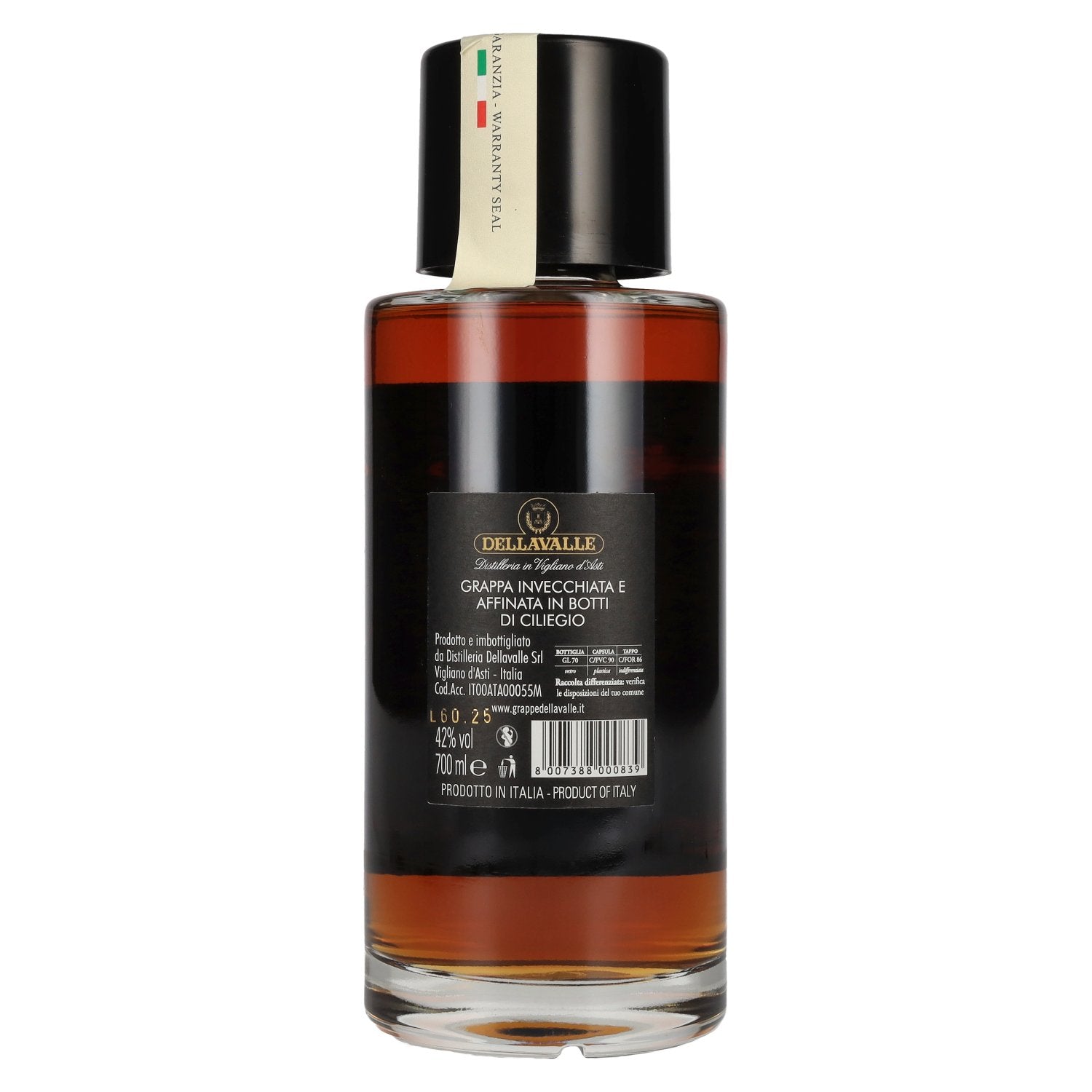 Dellavalle Grappa Aged in Cherry Wood Barrels 42% vol. 0.7 l