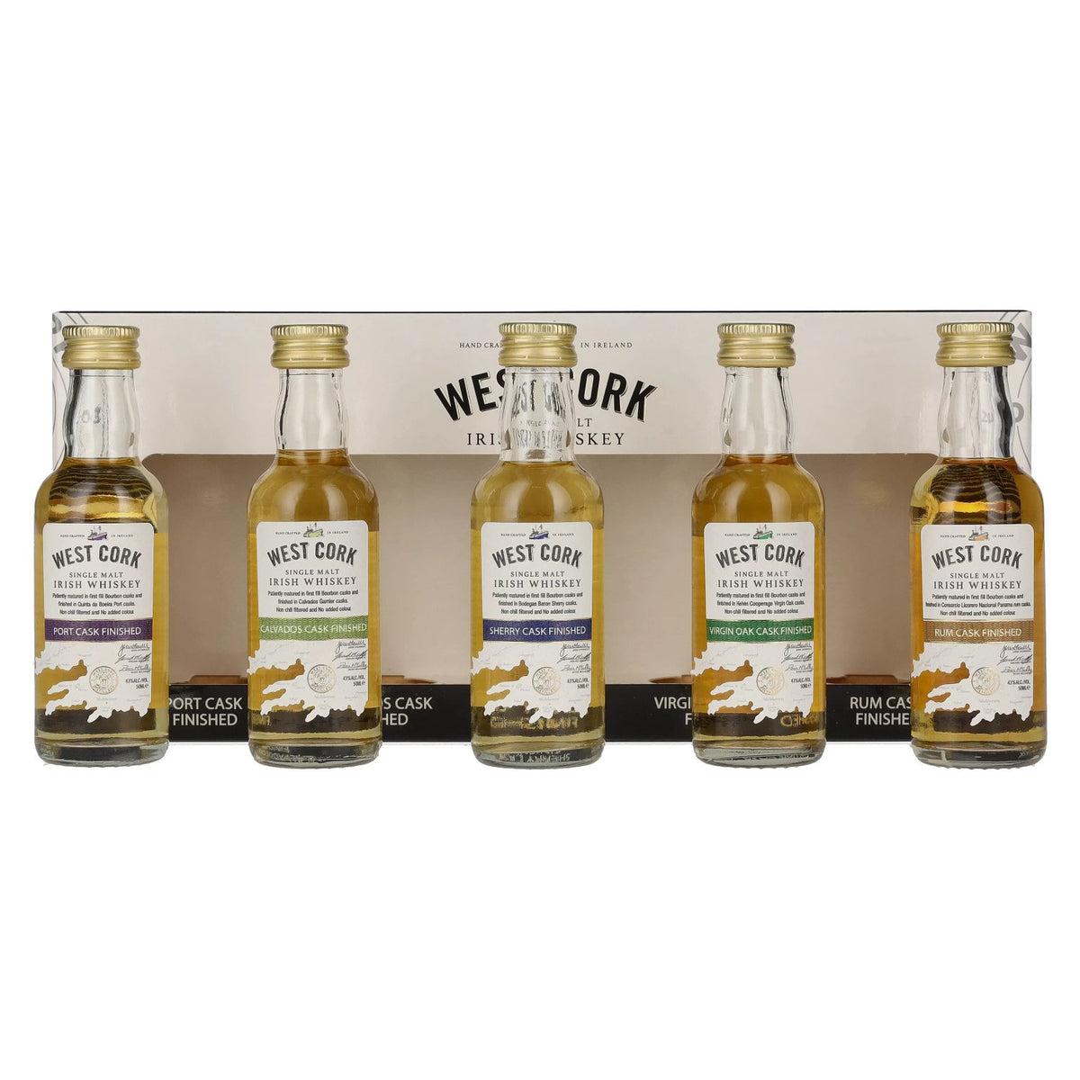 West Cork CASK COLLECTION Mini Set 43% vol. 5 x 0.05 l in a gift box