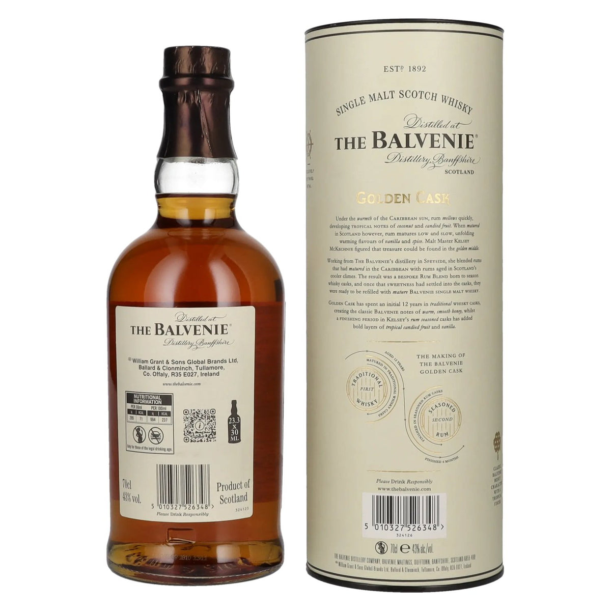 Balvenie 12 ans d'âge Golden Cask 43 % vol., 0,7 l, dans un coffret cadeau