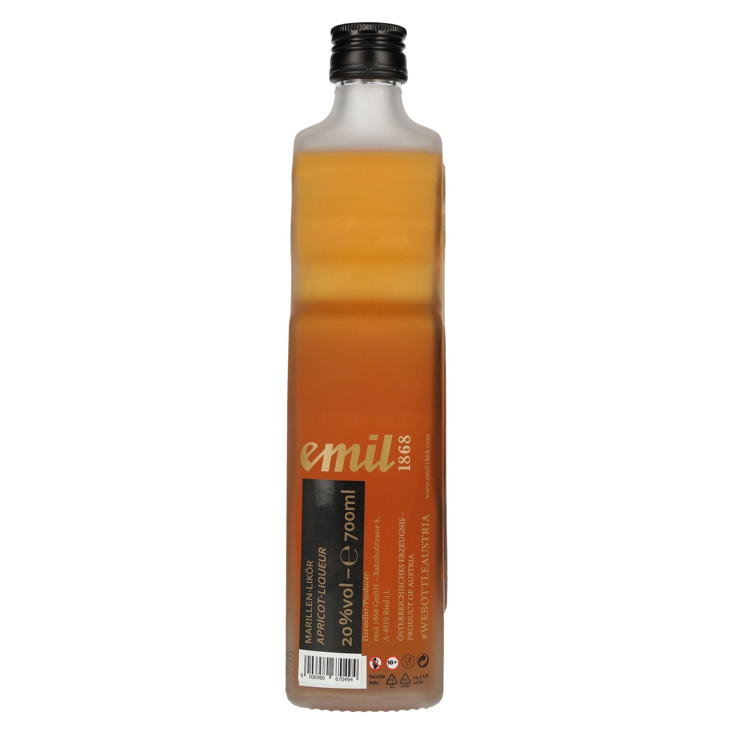 emil 1868 Apricot Liqueur 20% ABV 0.7 litres in an Austrian bottle