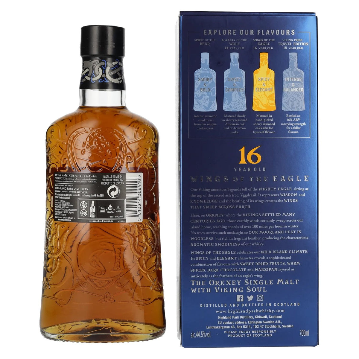 Highland Park 16 ans d'âge « WINGS OF THE EAGLE » 44,5 % vol., 0,7 l, dans un coffret cadeau