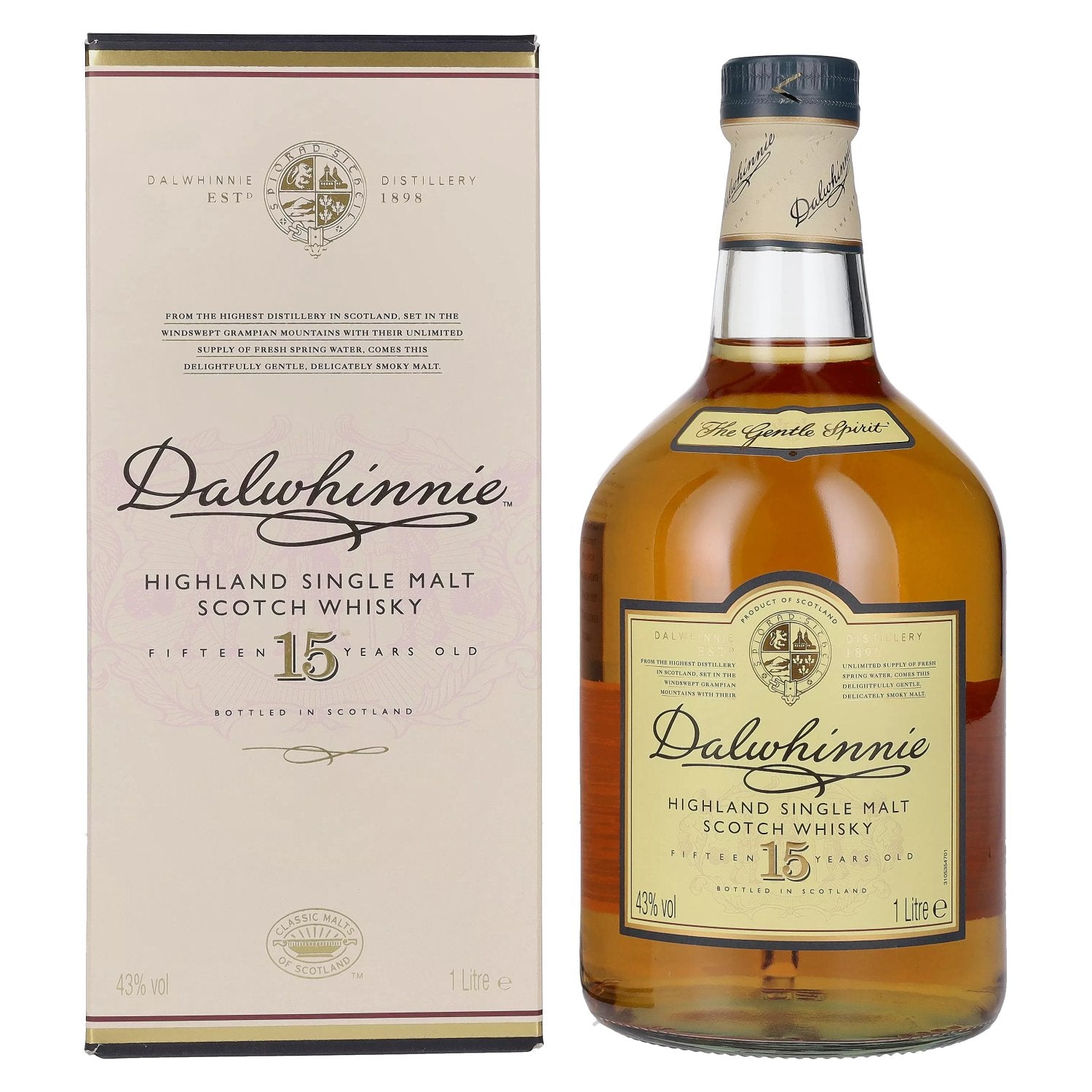 Dalwhinnie 15 Years Old Highland Single Malt Scotch Whisky 43% Vol. 1l en coffret cadeau