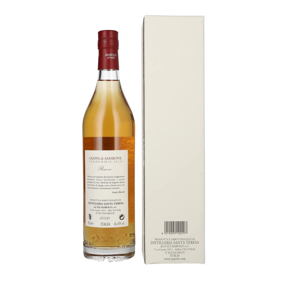 Marolo Alba Grappa di AMARONE 45% ABV, 0.7 litres, in a gift box