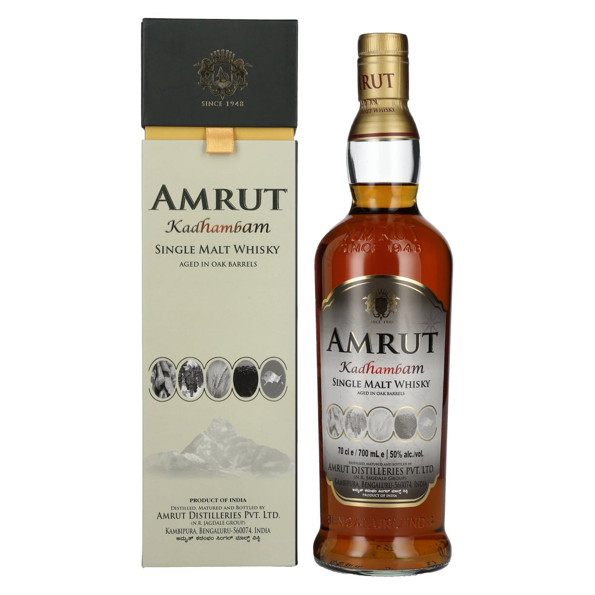 Amrut KADHAMBAM Single Malt Whisky 50% vol. 0,7l en boîte cadeau
