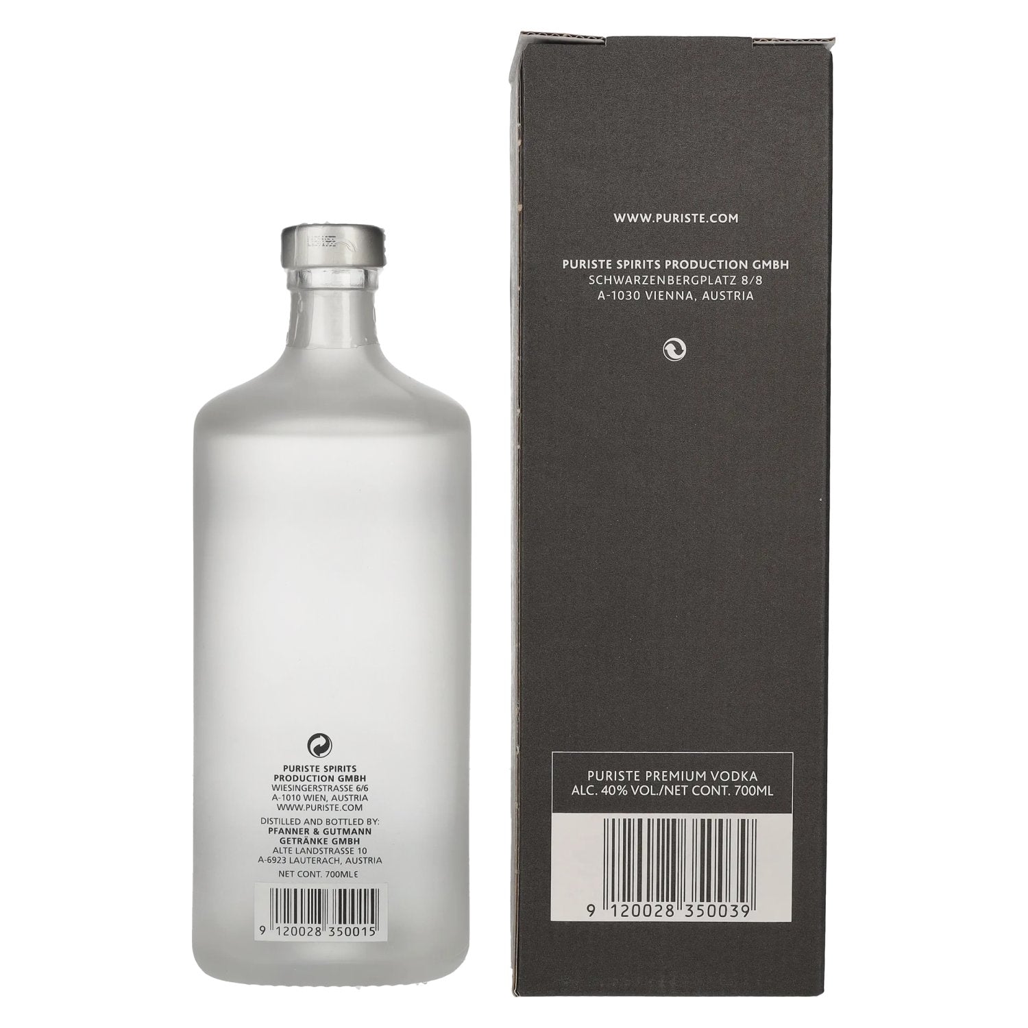 Puriste Premium Vodka No. 1 by Hillinger &amp; Kracher 40% Vol. 0,7l in gift box